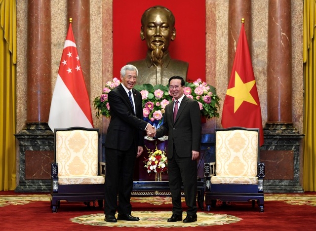 Hình ảnh: Chủ tịch nước Võ Văn Thưởng tiếp Thủ tướng Singapore Lý Hiển Long số 1