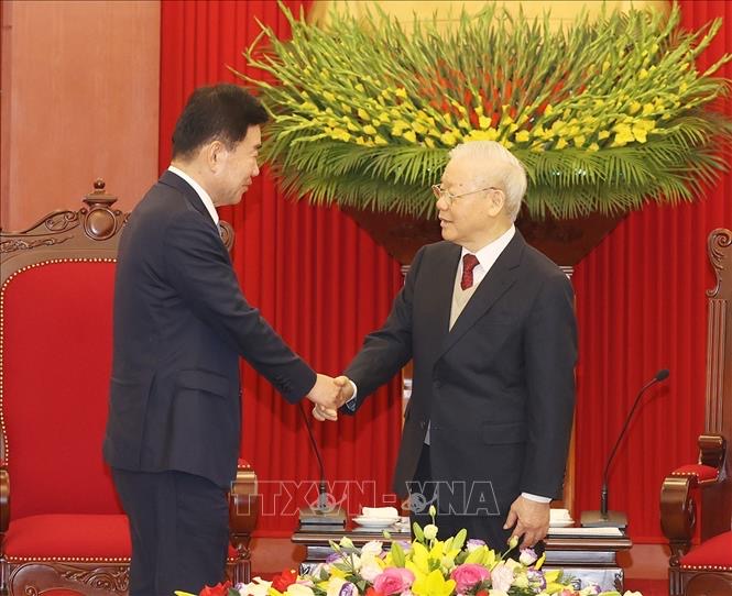 Hình ảnh: Tổng Bí thư Nguyễn Phú Trọng tiếp Chủ tịch Quốc hội Hàn Quốc số 1