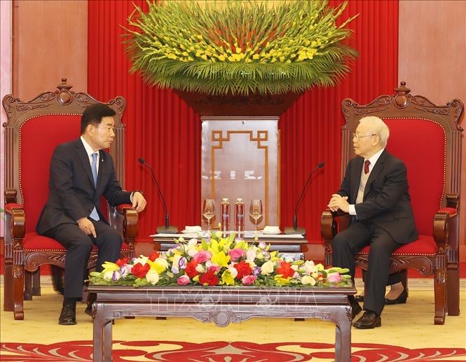 Hình ảnh: Tổng Bí thư Nguyễn Phú Trọng tiếp Chủ tịch Quốc hội Hàn Quốc số 2