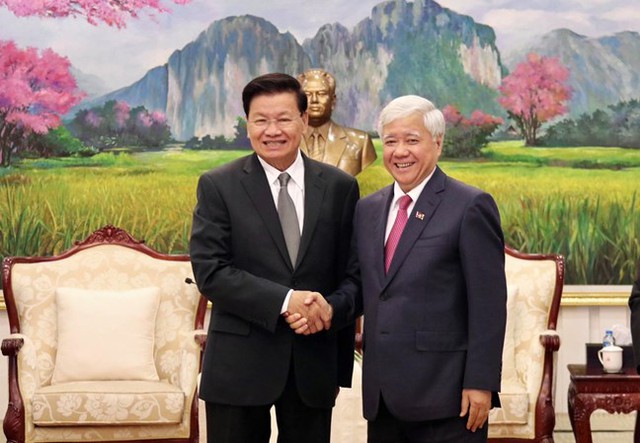 Hình ảnh: Chủ tịch Ủy ban Trung ương MTTQ Việt Nam gặp Tổng Bí thư, Chủ tịch nước Lào số 1