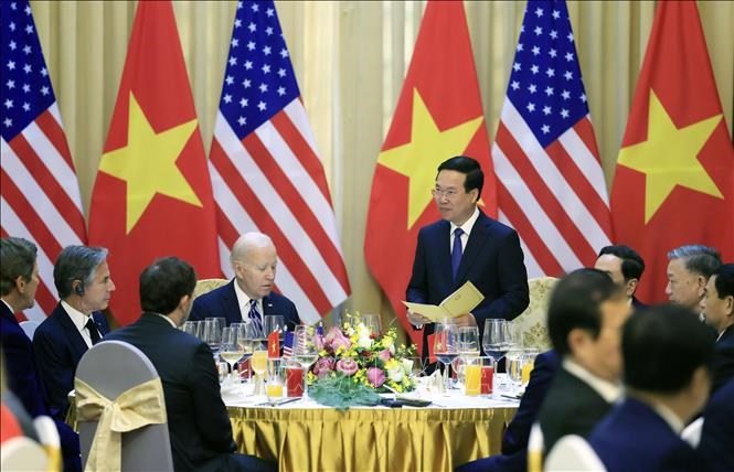 Hình ảnh: Chủ tịch nước Võ Văn Thưởng chủ trì chiêu đãi trọng thể Tổng thống Hoa Kỳ Joe Biden số 1