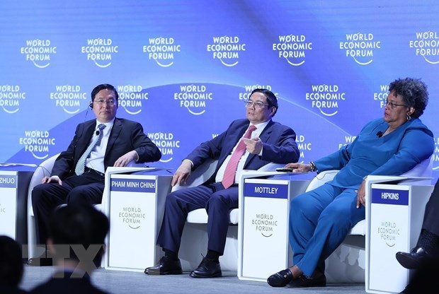 Hình ảnh: Thủ tướng Phạm Minh Chính phát biểu tại phiên thảo luận của Hội nghị WEF Thiên Tân số 2