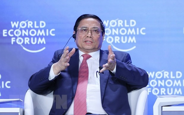 Hình ảnh: Thủ tướng Phạm Minh Chính phát biểu tại phiên thảo luận của Hội nghị WEF Thiên Tân số 3