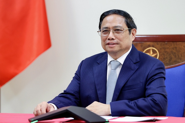 Hình ảnh: Thủ tướng Phạm Minh Chính điện đàm với Thủ tướng Pháp số 1