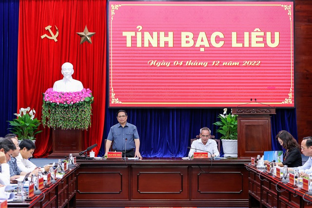 Hình ảnh: Thủ tướng Phạm Minh Chính làm việc với Ban Thường vụ Tỉnh ủy Bạc Liêu số 2