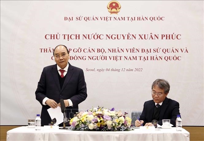 Hình ảnh: Chủ tịch nước Nguyễn Xuân Phúc gặp cộng đồng người Việt tại Hàn Quốc số 1