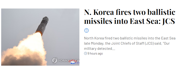 Hình ảnh: Triều Tiên phóng 2 tên lửa đạn đạo về vùng biển phía Đông số 1