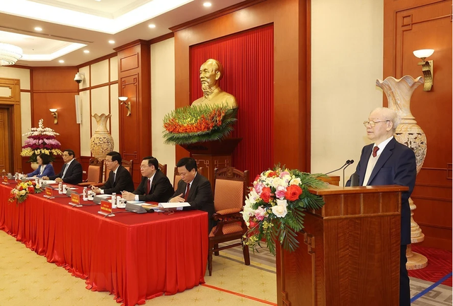 Hình ảnh: Phát biểu của Tổng Bí thư Nguyễn Phú Trọng tại phiên họp đầu tiên của Tiểu ban Văn kiện Đại hội XIV của Đảng số 2