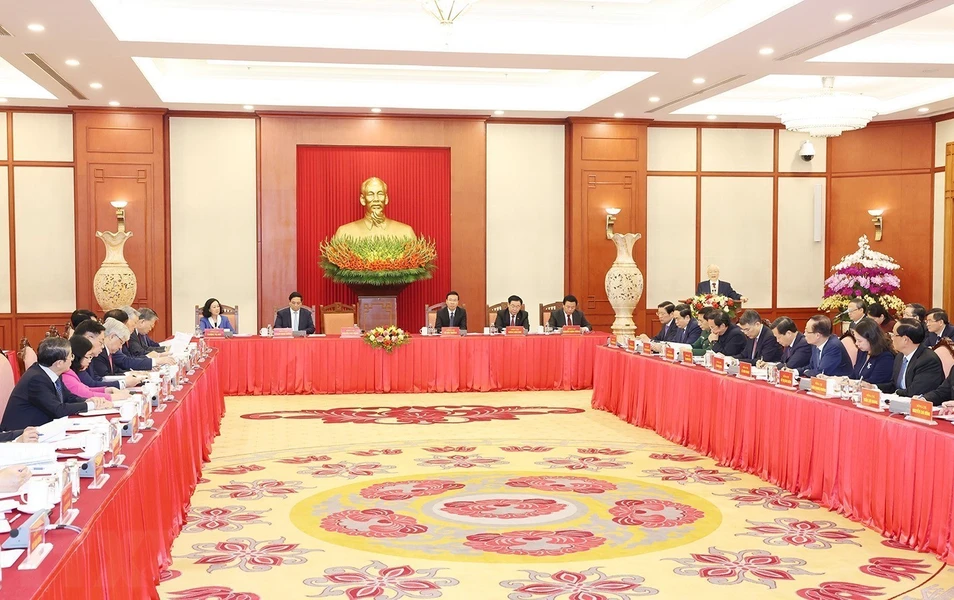 Hình ảnh: Phát biểu của Tổng Bí thư Nguyễn Phú Trọng tại phiên họp đầu tiên của Tiểu ban Văn kiện Đại hội XIV của Đảng số 3