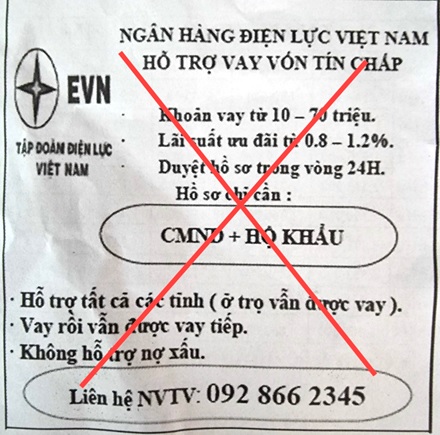  Với hành vi giả mạo thương hiệu EVN để quảng cáo cho vay tín chấp có thể bị xử lý hình sự.  